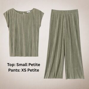 Pure J.‎ Jill Pleated Wide Leg Pants Dolman Top Set Large XS/S Petite Minimalist
